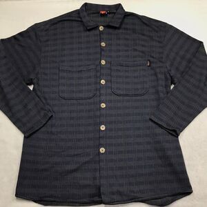 BIOTRIBE Baba Ram Jaquard Shirt Men XL Blue Green Plaid Casual Big Button USA